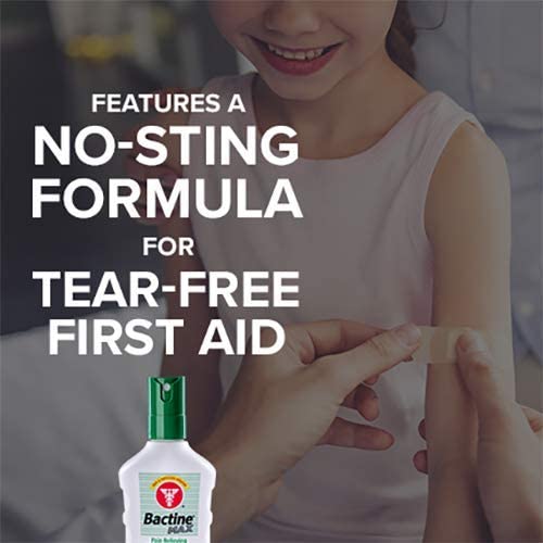 Bactine Max Pain Relieving Spray 5 Oz  Banner Listing Features Including - Non Sting Formula & Tear Free First Aid