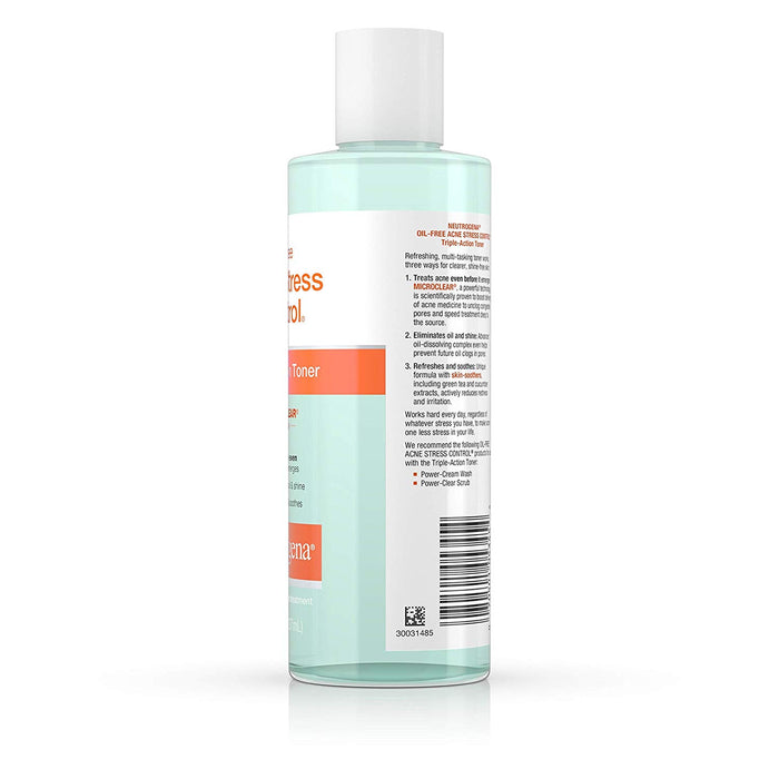NEUTROGENA OIL-FREE Acne Stress Control Triple-Action Facial Toner 8 oz rear side product photograph