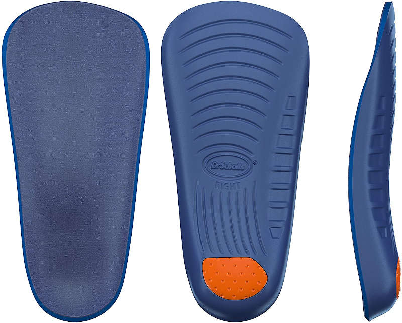 Dr. Scholl's Pain Relief Orthotics for Arch Pain top, below & side of actual orthotics shoe insert