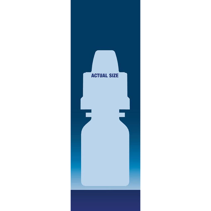 Naphcon-A Allergy Eye Drops - side view of outer packaging which focuses on imagery that details the products actual size