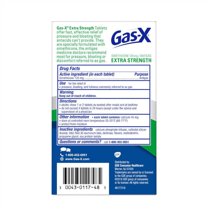 Gax X Cherry Creme Chewable Tablets Usage Instruction On Reverse Of Packaging