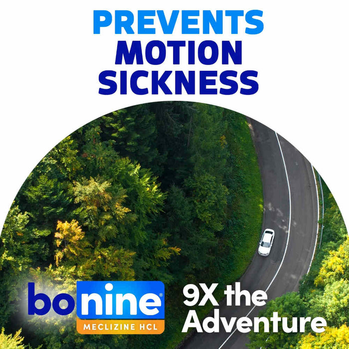 Bonine Max Strength Motion Sickness Tablets Peppermint 16 Banner That Reads - Prevents Motion Sickness