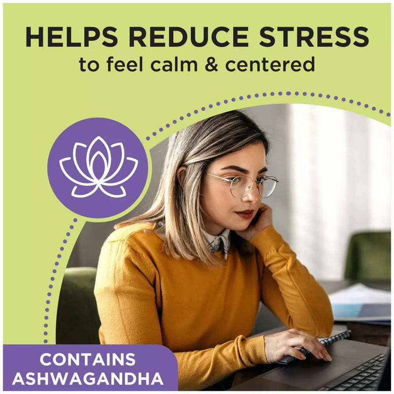 Dramamine Advanced Herbals Banner Showing  A Distressed Woman With The Headline - Helps to Reduce Stress