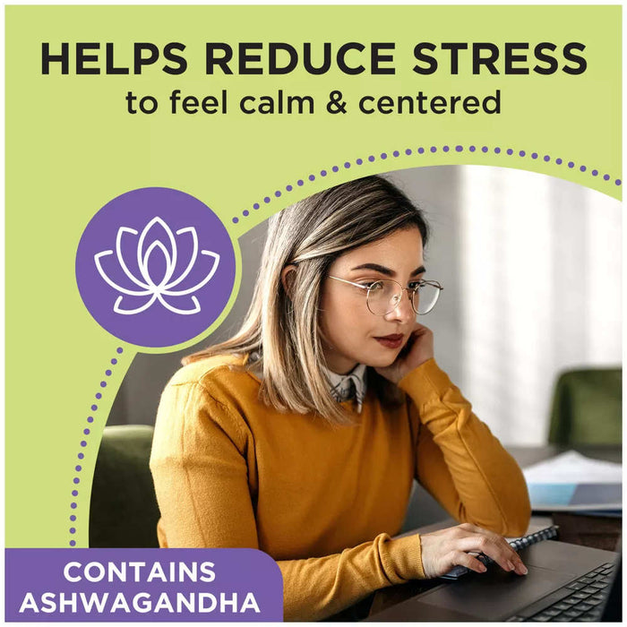 Dramamine Advanced Herbals Banner Showing  A Distressed Woman With The Headline - Helps to Reduce Stress