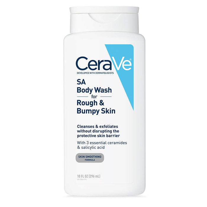 CeraVe SA Body Wash for Rough & Bumpy Skin 10 fl oz In Front Of White Background