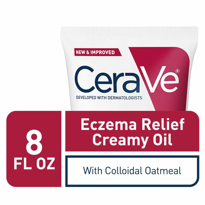 CeraVe Eczema Relief Creamy Oil 8 Oz Banner Highlighting The Ingredient Colloidal Oatmeal