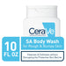 CeraVe SA Body Wash for Rough & Bumpy Skin 10 fl oz Banner That Reads - Cleans And Exfoliates
