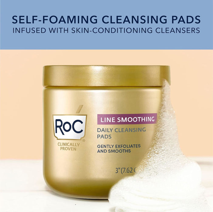 Roc Line Smoothing Daily Cleansing Pads Banner That Reads - Self Foaming Cleansing Pads