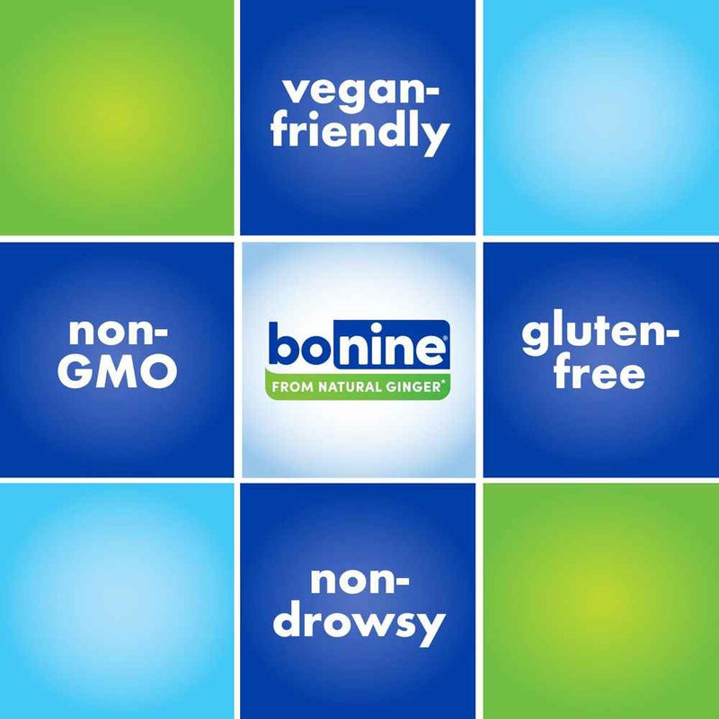 Bonine Ginger Non Drowsy Motion Sickness Tablets 60 Banner That Reads Vegan Friendly