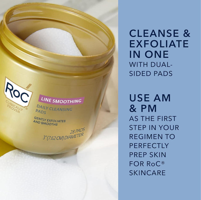 Roc Line Smoothing Daily Cleansing Pads Banner That Reads - Use in AM & PM