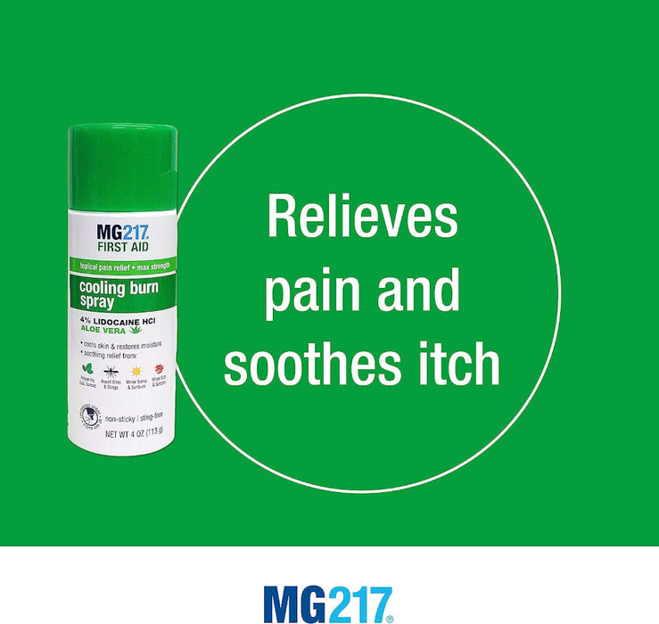 MG217 Cooling Burn Spray 4 Oz Banner That Reads Soothes Itch