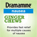 Dramamine Nausea Non=Drowsy Ginger Soft Chews 20 Count Banner That Reads Provides Fast Relief