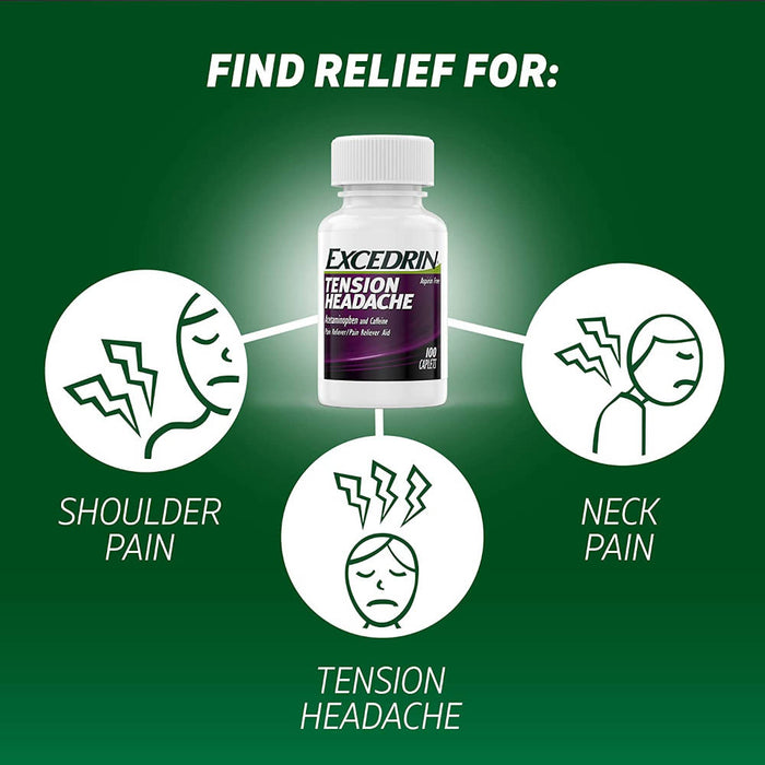 Excedrin Tension Headache Caplets 100ct  Banner That Reads Find Relief