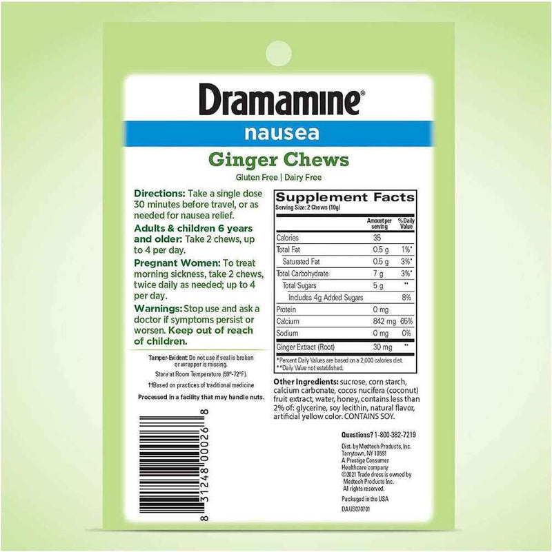 Dramamine Nausea Relief Ginger Chews 20 Ct