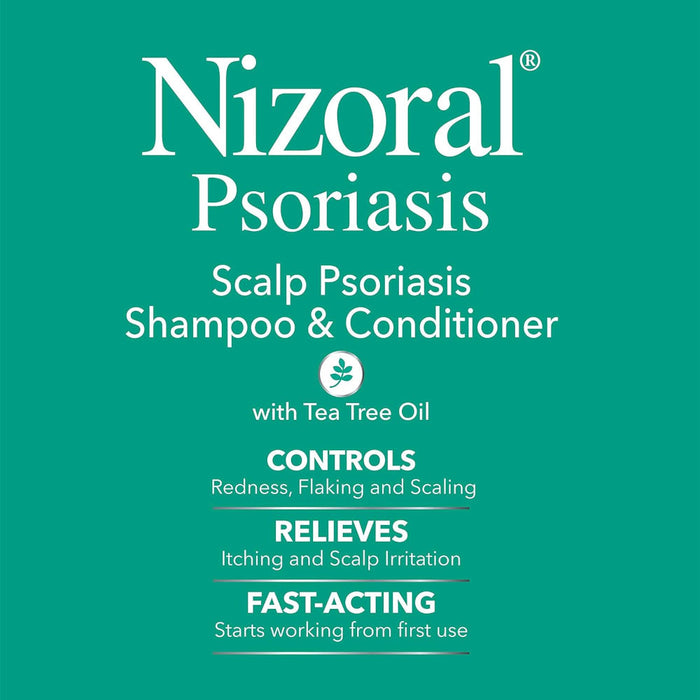Nizoral Psoriasis Scalp Shampoo And Conditioner 11 Oz Banner That Reads Controls, Relieves And Fast Acting