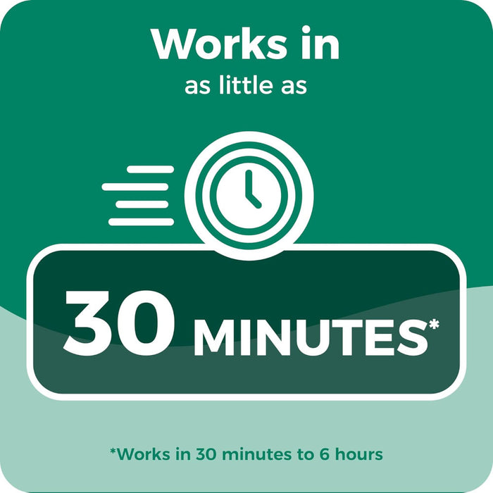 Green and white graphic with a clock icon and text indicating '30 minutes' on a green background.