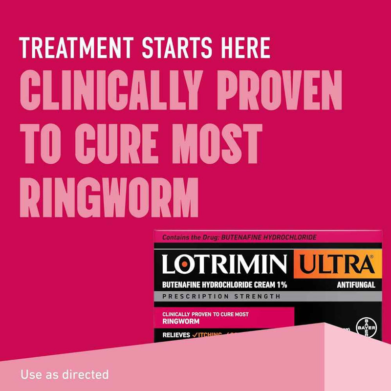 Lotrimin Ultra Ringworm Cream 1.1 Oz Banner That Reads Clinically Proven To Cure Most Ringworm