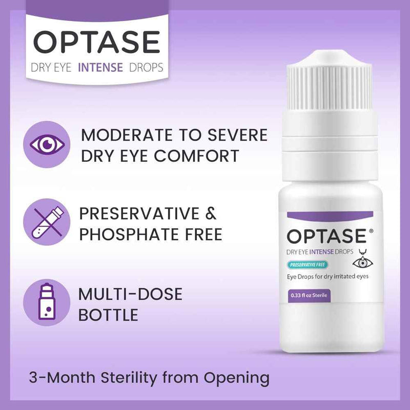 OPTASE Dry Eye Intense Drops, 0.33 fl oz Banner That Reads - Moderates To Severe Dry Eye Discomfort