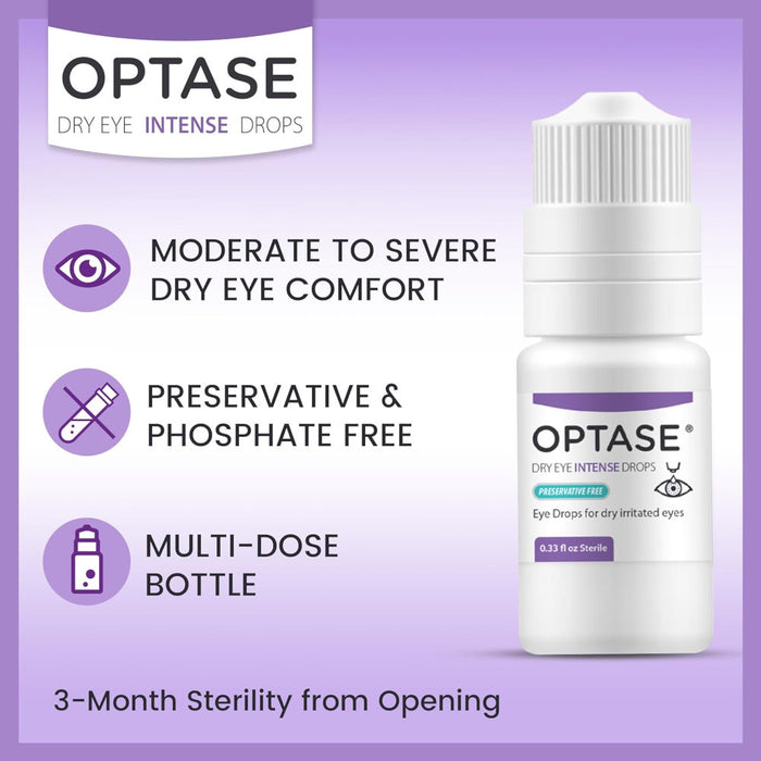 OPTASE Dry Eye Intense Drops, 0.33 fl oz Banner That Reads - Moderates To Severe Dry Eye Discomfort