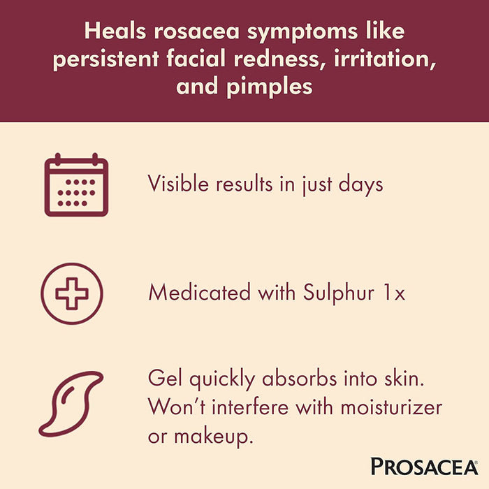 Prosacea Medicated Gel, Heals Rosacea Symptoms of Redness, Pimples and Irritation, 0.75 oz Banner That Reads Visible Results In Days