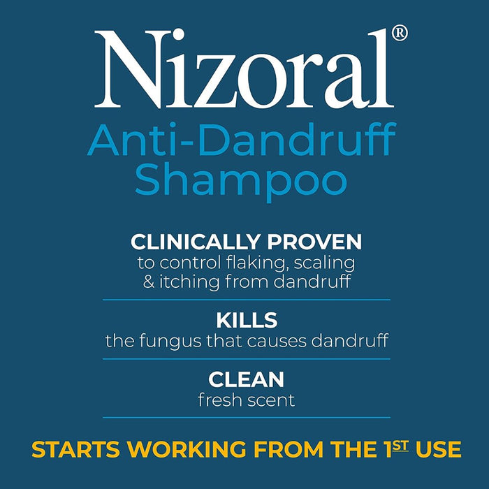 Nizoral Anti-Dandruff Shampoo with 1% Ketoconazole, Fresh Scent, 7 Fl Oz Banner That Reads, Starts Working From The First Use