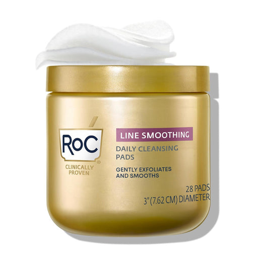 Roc Line Smoothing Daily Cleansing Pads In Front Of White Background
