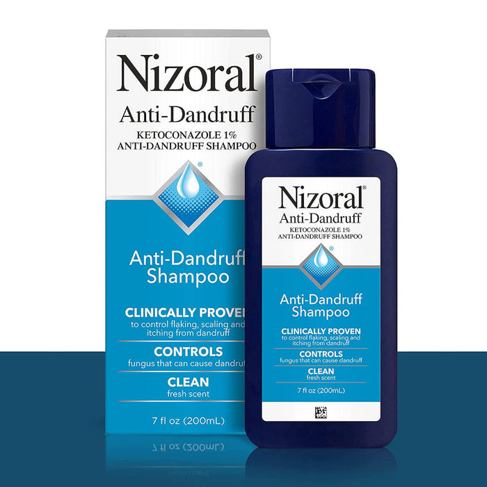 Nizoral Anti-Dandruff Shampoo with 1% Ketoconazole, Fresh Scent, 7 Fl Oz Bottle And Outer Packaging