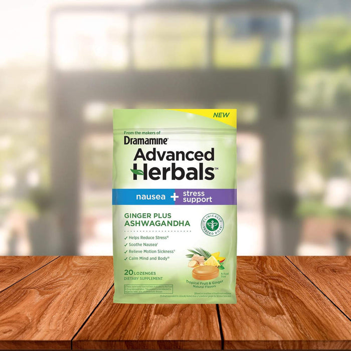 Dramamine Advanced Herbals  Nausea + Stress Support Lozenges