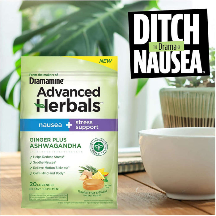 Dramamine Advanced Herbals Banner That Reads - Ditch Nausea