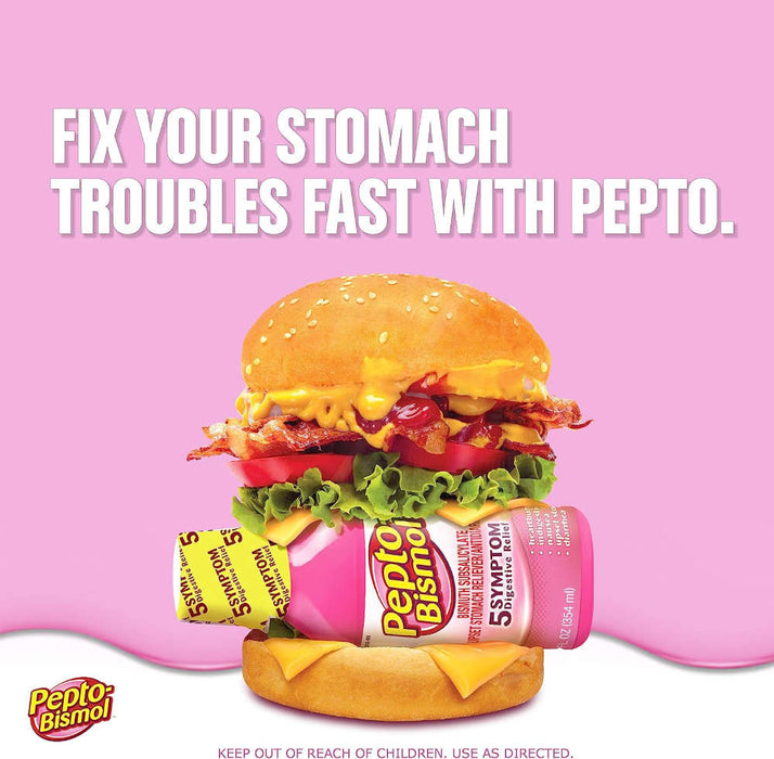 Pepto Bismol Banner That Reads - Fix Your Stomach Issues With Pepto Bismol