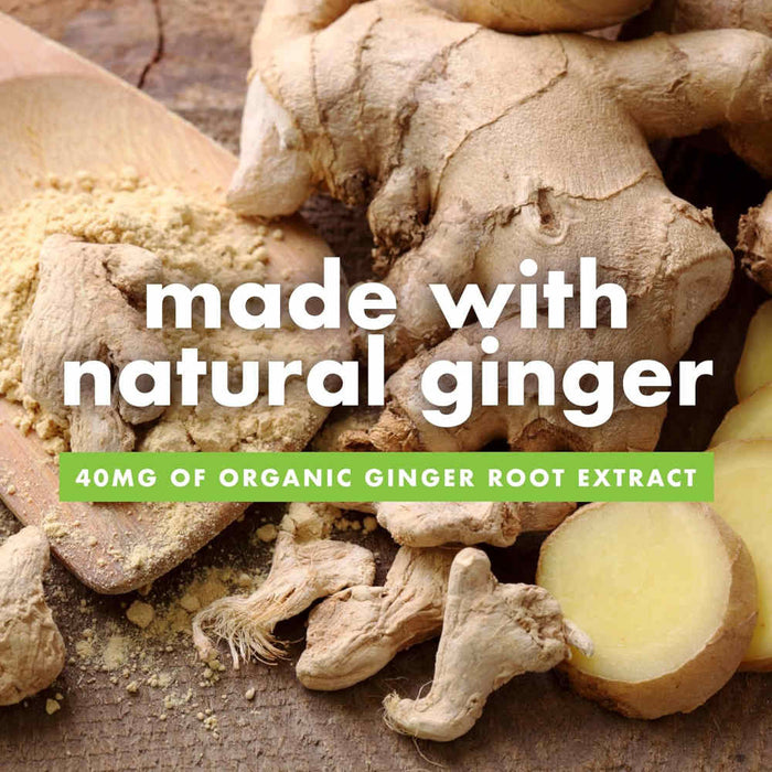 Bonine Ginger Non Drowsy Motion Sickness Tablets 60 Banner Showing Images Of Raw Ginger