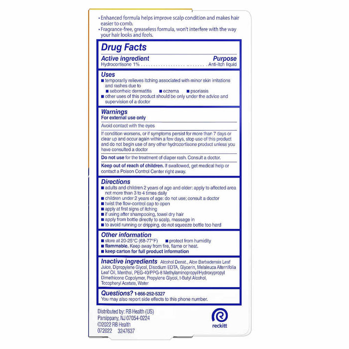Scalpicin Maximum Strength Hydrocortisone 1% Anti-Itch Scalp Relief Liquid  1.5 Oz Usage Instructions On Packaging