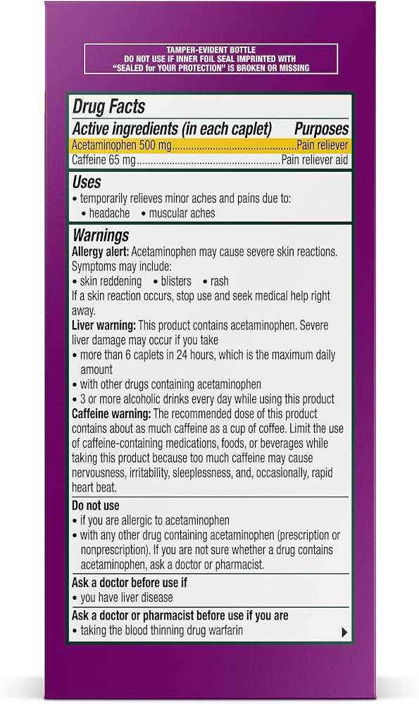 Excedrin Tension Headache Relief Acetaminophen Caplets