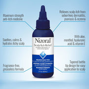 Nizoral Scalp Itch Relief Liquid 2 Fl Oz Banner That Reads - With Aloe, Menthol, Hyaluronic Acid & Vitamin E