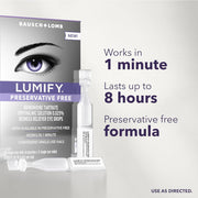 Lumify Preservative Free 20 Single Use Vials Banner That Reads - Works IN 1 Minute