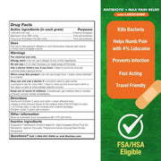 Bactine Max Antibiotic Plus Pain Relief Cream 0.5 Oz Usage Instructions On Reverse Of Packaging 