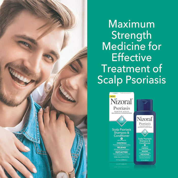 Nizoral Psoriasis Scalp Shampoo And Conditioner 11 Oz Banner That Reads Maximum Strength Treatment For Scalp Psoriasis