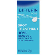 Differin Acne Spot Treatment carton with 10% benzoyl peroxide, 1 oz