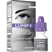 Bausch + Lomb LUMIFY Redness Reliever Eye Drops 7.5ml retail box and dropper bottle