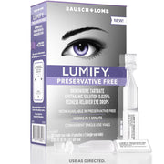 Lumify Preservative Free 20 Single Use Vials In Front Of White Background