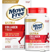 Move Free Ultra Triple Action 64 coated tablets, showing the bottle, outer box and a single tablet.