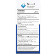 Bottle label with Drug Facts for Nizoral anti-itch scalp relief liquid, showing 1% hydrocortisone, uses, warnings, and directions in a clinical, informational style.