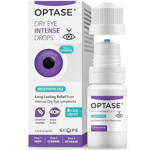 OPTASE Dry Eye Intense Drops, 0.33 fl oz In Front Of White Background