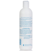 A white bottle of Vanicream Shampoo shown from the back, displaying the detailed ingredients and manufacturer information on a clean white background.