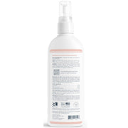 A white Veterinary Formula Clinical Care Hot Spot & Itch Relief Medicated  plastic spray bottle with a clear pump dispenser, shown from the back against a plain white background. The bottle features a light pink band near the top and a detailed black and gray ingredient and instructions label on the lower half.