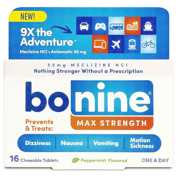 Bonine Max Strength Motion Sickness Tablets Peppermint 16 In Front Of White Background