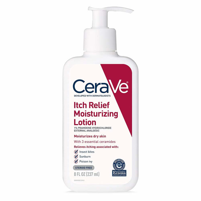 CeraVe Itch Relief Moisturizing Lotion 8 Oz In Front Of White Background