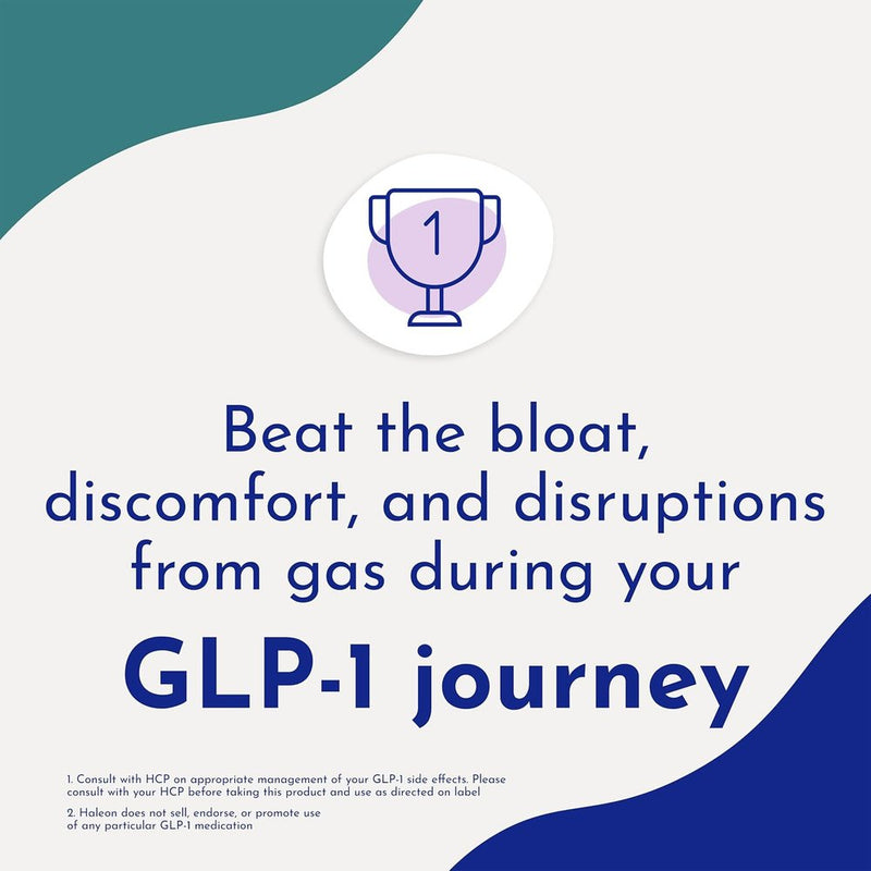 Promotional graphic for GLP-1 therapy with text and icon on a white background