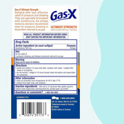 Gas-X Ultimate Strength medication packaging with blue and white design.