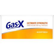 Gas-X Ultimate Strength simethicone softgels packaging on a white background